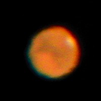 Mars am 25. August 2003 um 22:04:14 UT mit dem 63,5cm/f5 Newton der GvA Hamburg