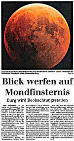 Ankündigung der Mondfinsternis am 4. November 2003