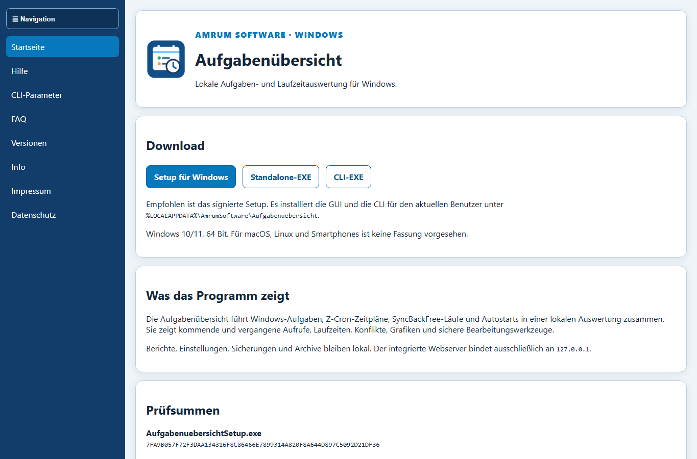 Screenshot: Aufgabenübersicht
