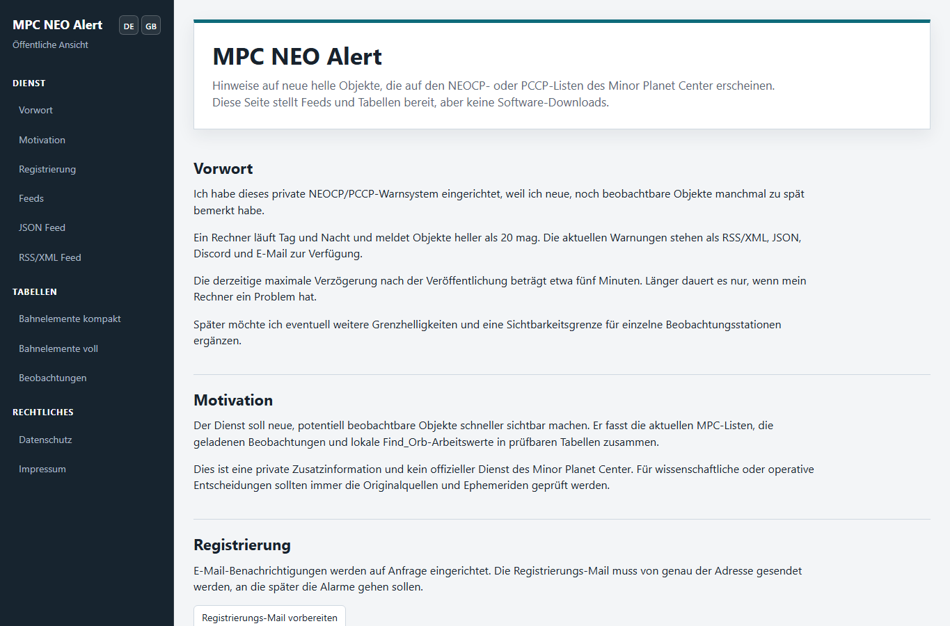 Screenshot: MPC NEO Alert