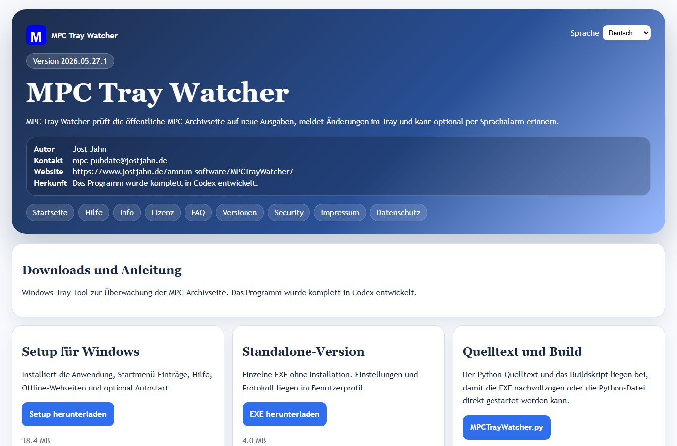 Screenshot: MPC Tray Watcher