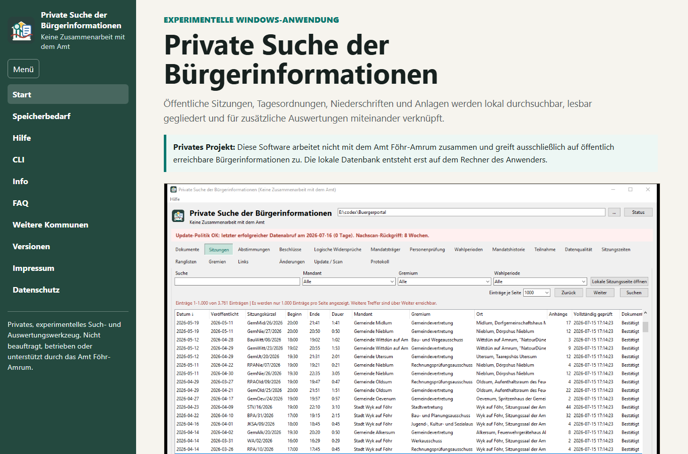 Screenshot: Bürgerportal