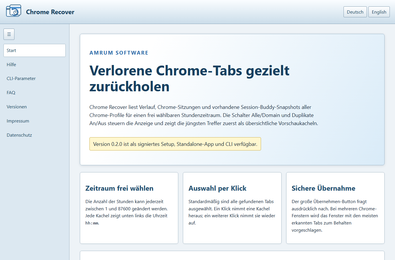 Screenshot: Chrome Recover