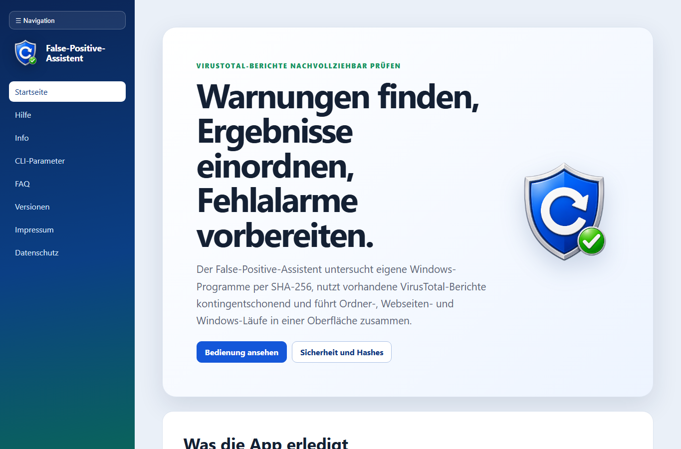 Screenshot: False-Positive-Assistent