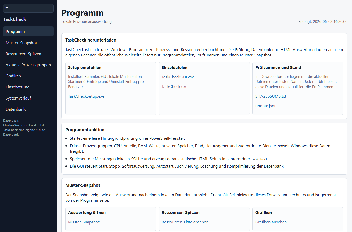 Screenshot: TaskCheck - Programm