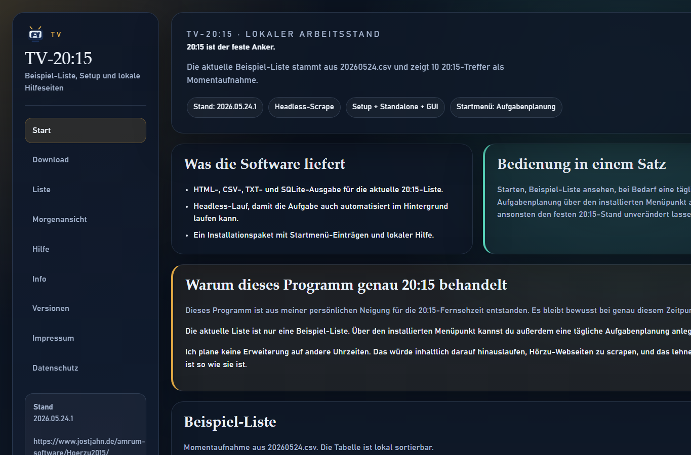 Screenshot: TV-20:15 – Start