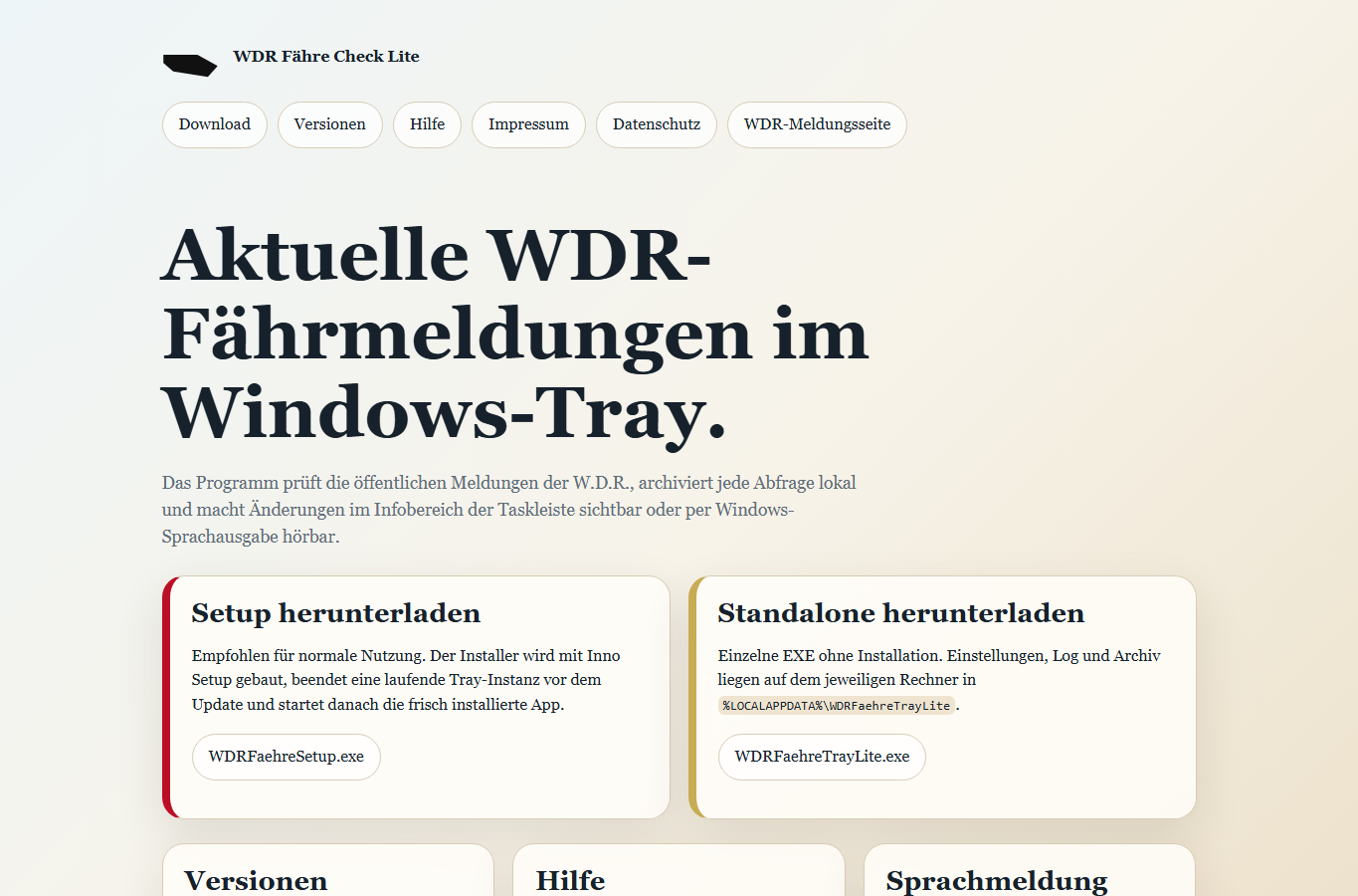 Screenshot: WDR Fähre Check Lite